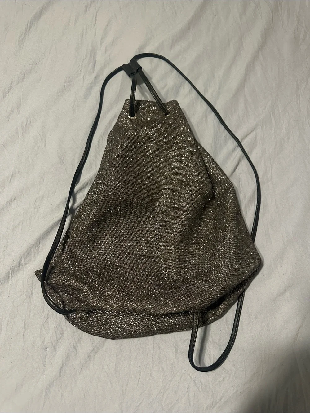 Victoria's Secret Sparkle Drawstring Backpack in Silver